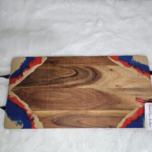 Rectangle Wooden Serving Board with Mettle Black Handle