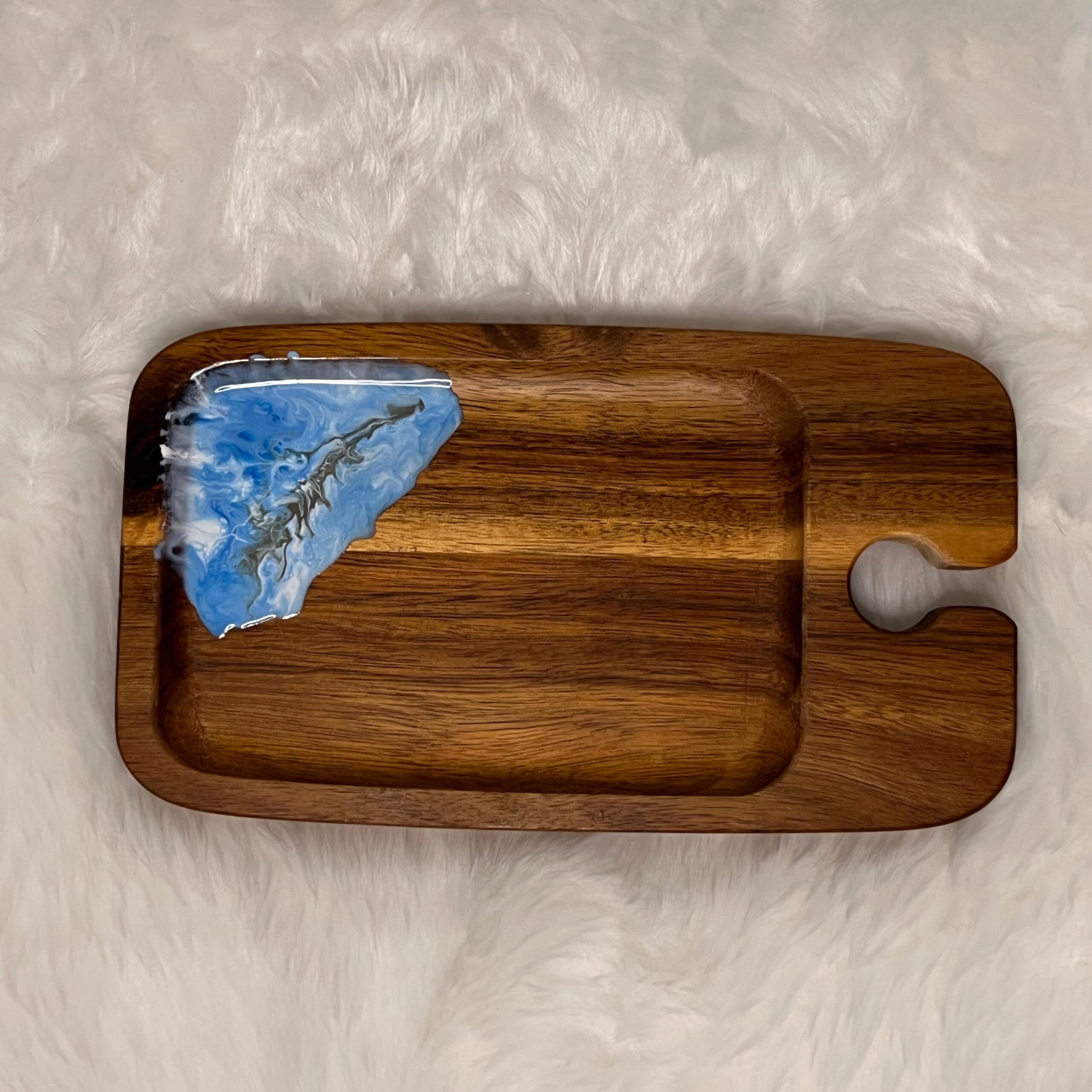 Resin Tray with Wine Glass Holder